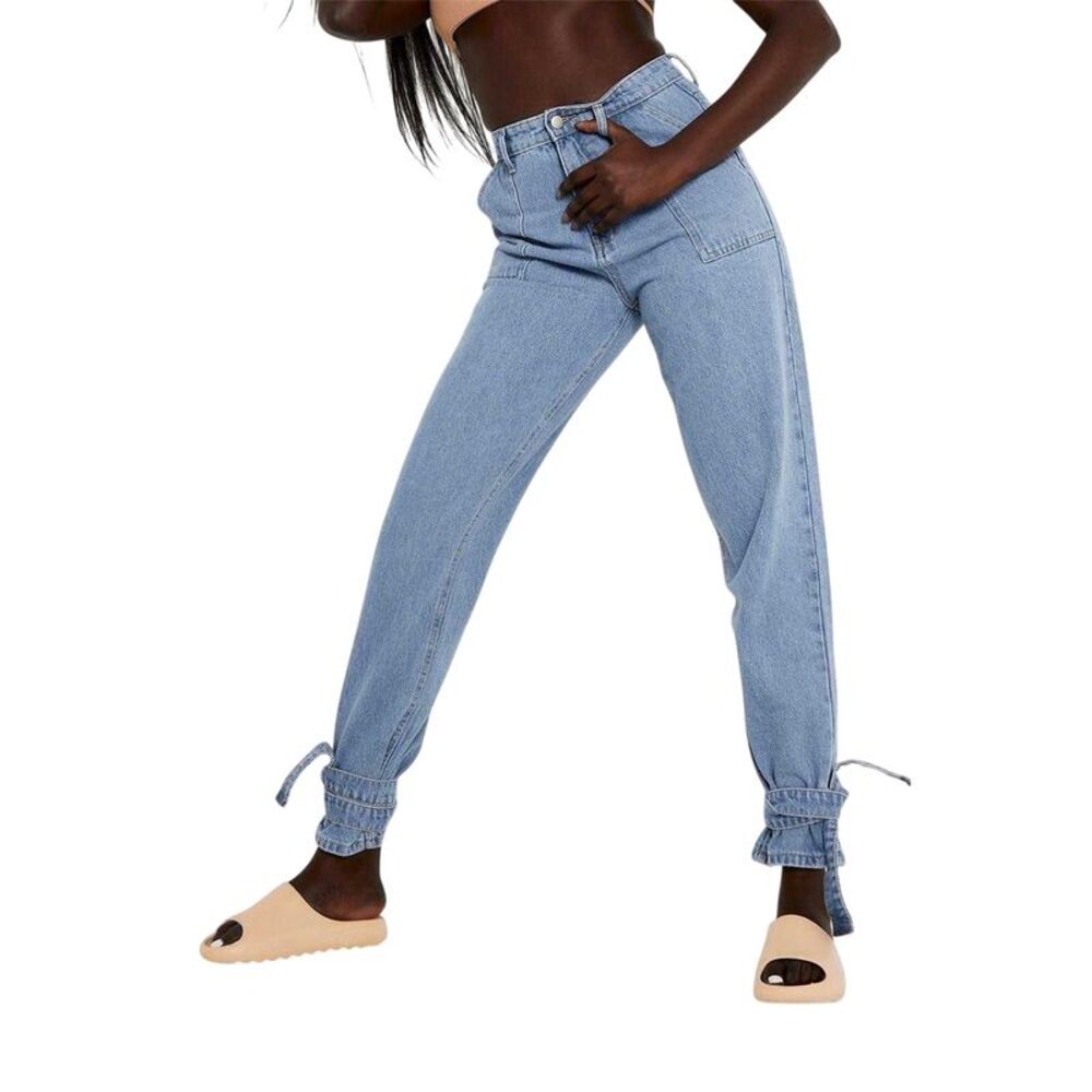 Missy Empire Womens/Ladies Denim Tie Up Relaxed Fit Jeans / Blue